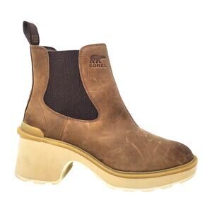 Sorel Hi-Line Heel Chelsea Boots Umber Ceramic Brown Waterproof Leather Size 9